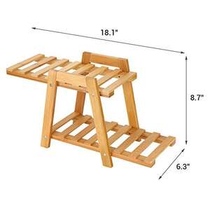 2 Katlı Ayaklı Çok Amaçlı Balkon Bambu Malzeme Saksılık - Product Image 5