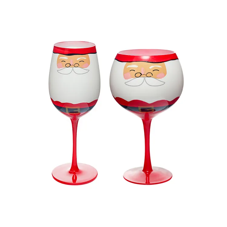 Christmas Funny Snowman Design Glass Wine Goblet Set Custom Long Stem Glasses Drinking For Wedding Party