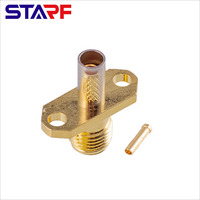 Conector Coaxial RF RG316 SMA Hembra con Brida de 2 Orificios para Panel, Compatible con RG316, RG174, LMR100, de Cobre