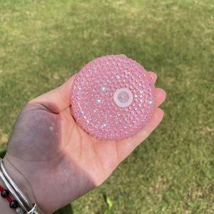 High Quality Reusable Multicolored Bling Rhinestone Replacement <b>Mason</b> <b>Jar</b> <b>Lids</b> <b>With</b> Straw Hole for 16oz Glass Can Cups and Mugs - Product Image 2