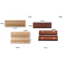 Accessoires pour sacs en toile faits à la main, prêts à être expédiés à l'international : Fermoir magnétique en bois marron avec trous, Clip en bois rectangulaire