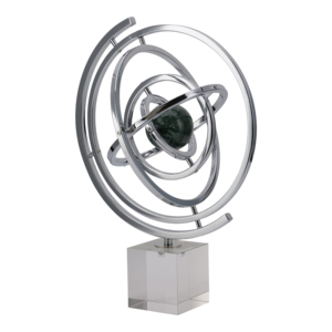 Scultura moderna a forma di armillario, statua decorativa in metallo per la casa, l'ufficio, la scrivania o il ripiano. - Product Image 2