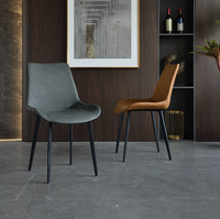 Chaise de salle à manger moderne en cuir et tissu avec structure en fer, vente chaude pour restaurants et hôtels