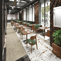 Banquette de restaurant moderne en cuir PU sur mesure avec dossier haut, canapé commercial, ensemble table à manger avec structure en bois pour centre commercial et hôtel