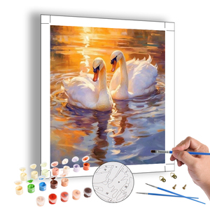 Kit de <span class=keywords><strong>pintura</strong></span> por números DIY de 40x50cm, cisne blanco pintado a mano personalizado sobre lienzo, decoración artística para el hogar - Product Image 1