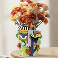 Pot de fleurs en résine coloré style Picasso, motif visage abstrait, pour décoration moderne de la maison, vase tête unique en résine, pot de fleurs de jardin