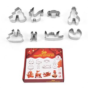 Ensemble de découpoirs à biscuits de Noël personnalisés en acier inoxydable, moules métalliques 3D pour pâtisserie, maison en pain d'épices - Product Image 2