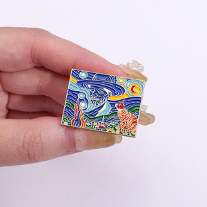 Mignon créatif huile personnalisable métal artisanat Van Gogh chat noir en vrac papillon émail doux épinglettes - Product Image 6