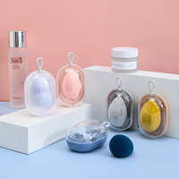 Boîte de rangement pour éponges de maquillage Space Capsule avec étui en plastique, éponge de maquillage double usage (sèche/humide) pour poudre, vente en gros