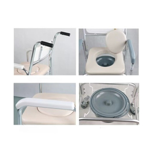 Chaise de toilette médicale pour salle de bain, avec cadre en aluminium à 4 roues, design pliable et réglable, capacité de 150 kg - Product Image 3