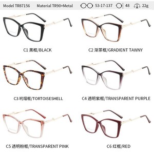 Monture de lunettes œil-de-chat Falai 53-17-137, protection anti-lumière bleue, monture complète unisexe, charnières à ressort TR90 - Product Image 3