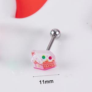 Anneaux de <span class=keywords><strong>piercing</strong></span> en acier inoxydable 316L avec zircon couleur bonbon, motif Père Noël de Noël, pour mariage et bijoux de corps - Product Image 3