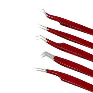 Kit professionnel de 5 pinces à épiler en acier inoxydable pour extensions de cils, pointes lisses, précision, droites et courbées pour cils volumineux - Product Image 1
