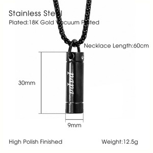 LIVE4U 316 مجوهرات من صلب لا يصدأ اسطوانة شريط عمودي شكل قلادة ذات شكل جرة الإحراق قلادة - Product Image 2