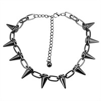 Collier court style punk avec rivets pour hommes et femmes, colliers en métal tendance, bijoux, accessoires quotidiens