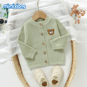 Suéter Mimixiong Tejido para Recién <span class=keywords><strong>Nacido</strong></span> con Bordado <span class=keywords><strong>de</strong></span> Oso, Chaqueta <span class=keywords><strong>de</strong></span> <span class=keywords><strong>Punto</strong></span> con Patrón Animal, Cárdigan <span class=keywords><strong>de</strong></span> Algodón - Product Image 5