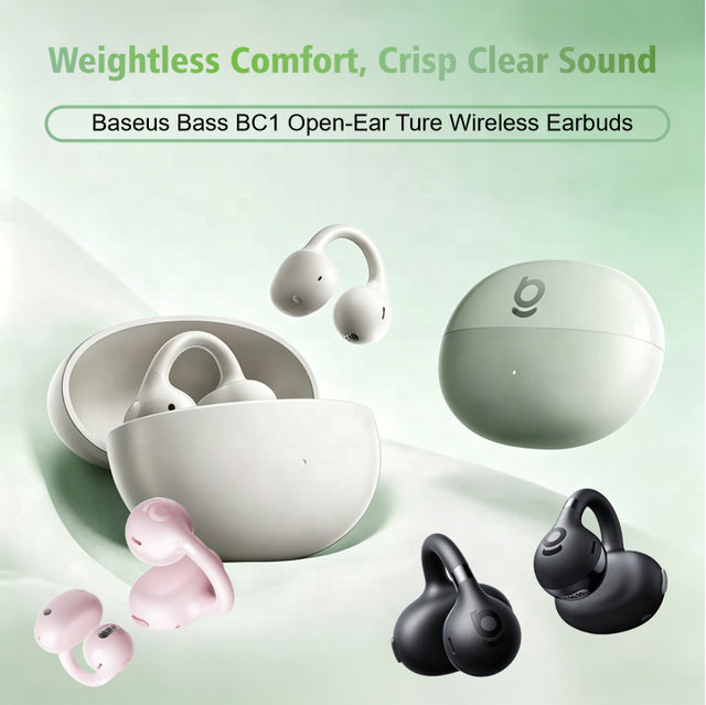 Baseus Bass BC1 TWS Open Ear Earbuds Super Bass Lightweight Clip Ear Headphone