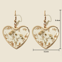 Boucles d'oreilles créoles en résine avec fleurs de camélia séchées transparentes, style Mori Girl, pendantes florales pour femmes