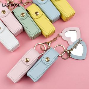 Portable PU Leather Lipstick Bag Creative <b>Small</b> Cosmetic <b>Mirror</b> Keychain Hanging Accessories for Makeup Tool Unique Gift Idea - Product Image 3