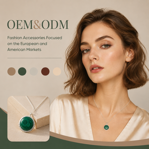 Colliers pendentifs en argent plaqué OEM/ODM en gros, bijoux en malachite ronde pour femmes - Product Image 1