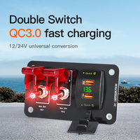 Panneau d'interrupteurs à bascule étanche 2 voies 12V 24V avec double prise de charge rapide USB QC3.0 18W et voltmètre pour voiture et bateau