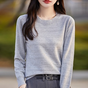 Suéter de Punto Acanalado Corto Estilo Coreano <span class=keywords><strong>La</strong></span> <span class=keywords><strong>Chapelle</strong></span>, Cuello Redondo Grueso, Color Sólido, para Mujer, Otoño, Manga Larga, Top Interior - Product Image 2