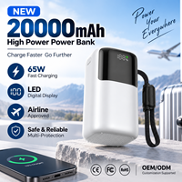 Station d'alimentation haute capacité avec câble intégré, charge rapide PD 65W, écran LCD numérique, chargeur portable, OEM ODM, vente en gros