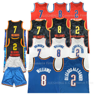 新的顶级质量<span class=keywords><strong>2</strong></span> # Gilgeous-Alexander 7 # Holmgren 8 # 威廉姆斯男子和青年球员球衣刺绣美国篮球球衣 - Product Image 1