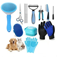 Kit de toilettage pour animaux de compagnie : brosse pour chat, brosse démêlante, coupe-ongles, brosse de bain, ensemble de 12 peignes pour chien, outils de toilettage, vente en gros et exportation