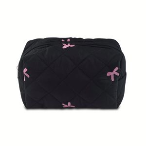 Quilted Makeup Pouch, Small Makeup Bag for <b>Purse</b>, <b>Cute</b> Cotton Puffy Cosmetic Bag Aesthetic Toiletry Bag for Women and Girls - Product Image 6