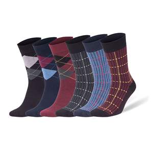 Chaussettes habillées pour hommes DB, lot de 6, motif Argyle, en rayonne de bambou tricotée, respirantes, pour le bureau, taille 8-11.5 - Product Image 1