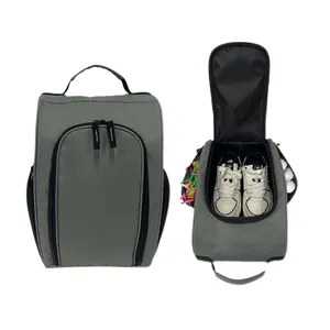 2024 New Product Golf Shoe Bag Zippered Sport Shoe Carrier Bags with Side Accessory Pockets for Socks