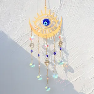 Evil Eye Crystal Suncatcher Stained Glass Rainbow Maker Wall Hanging Prism Ball Pendant Window Garden Home Decoration