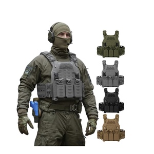 Gilet tactique de sécurité 2025, en nylon Oxford, réglable, à libération rapide, porte-plaque avec poche pour chargeur, logo personnalisé - Product Image 1