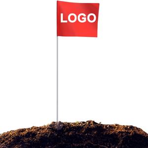 Bandiera della marcatura del cortile del prato in PVC rosso bandiera della marcatura del palo in acciaio 10*15*38cm marcatore della bandiera Survery dell'irrigazione del prato bandiera della marcatura di utilità gialla - Product Image 2