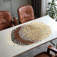 Napperon en PVC Tressé avec Design Creux, Antidérapant, Imperméable, Rond, Forme Irrégulière