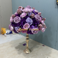 L-R511 Nouvelle conception de boule de fleurs personnalisée, roses violettes, fleurs artificielles pour la décoration de mariage, arrangement de fleurs artificielles