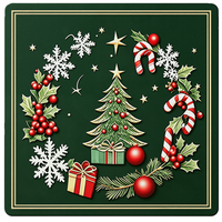 Tapis de jeu de mahjong silencieux épaissi de 3 mm, motif arbre de Noël, en caoutchouc antidérapant, imperméable et durable