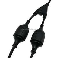 XUANSHI Rallonge électrique européenne 16A 250V noire courte en plastique de type Y, double prises Schuko IP20, en cuivre pur pour appareils électroménagers