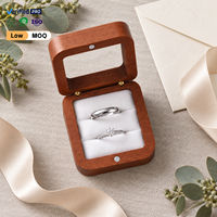 Boîte de présentation en noyer noir et sapele pour bagues, organisateur de bijoux en bois à double compartiment pour emballage cadeau de mariage