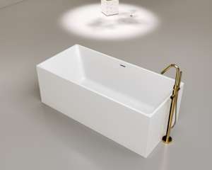 <span class=keywords><strong>Baignoire</strong></span> carrée autoportante à bord étroit, <span class=keywords><strong>baignoire</strong></span> moderne aux lignes droites, <span class=keywords><strong>baignoire</strong></span> à remous pour immersion profonde - Product Image 1