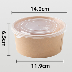 Bol à salade <span class=keywords><strong>Poke</strong></span> jetable de 750 ml, 140 cal, à double paroi, recyclable, en papier kraft, imperméable, avec impression personnalisée du logo - Product Image 3