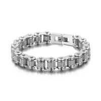 Resoul - Brazalete de Acero Inoxidable 316L Antideslustre para Hombre, Cadena Estilo Motociclista, Brazaletes de Acero Inoxidable, Cadena de Mano Hip Hop