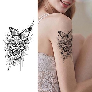 WB 7 Fogli/Confezione Tatuaggi Temporanei Semi-Permanenti per Donne, <span class=keywords><strong>Farfalle</strong></span> <span class=keywords><strong>e</strong></span> <span class=keywords><strong>Fiori</strong></span>, Sexy <span class=keywords><strong>e</strong></span> Realistici, Impermeabili, Adesivi Stencil - Product Image 4