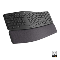 Keyboard Ergonomis Logitech K860 dengan Sandaran Pergelangan Tangan 3 Lapis, 54 Persen Lebih Banyak Dukungan, Pengangkat Telapak Tangan yang Dapat Disesuaikan untuk Kantor