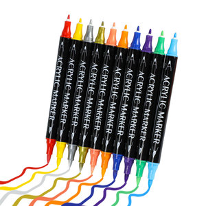 <span class=keywords><strong>Marcadores</strong></span> Plumones de Punta Cónica Doble, <span class=keywords><strong>Marcadores</strong></span> de Pincel Permanentes Recargables de Acrílico - Product Image 1
