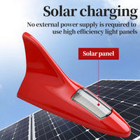Antenne décorative universelle pour voiture en forme d'aileron de requin alimenté par énergie solaire Voyant d'avertissement à LED pour antenne solaire de voiture