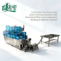 Ligne de production de capuchons en aluminium avec alimentation automatique, imprimante laser double fibre, lecture de codes, détection par vision et machine de rejet automatique