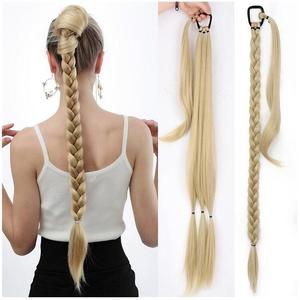 Extensiones de Cabello Sintético de Fibra de Alta Temperatura con Cola de Caballo Trenzada Larga y Cinta para el Cabello, DIY - Product Image 1