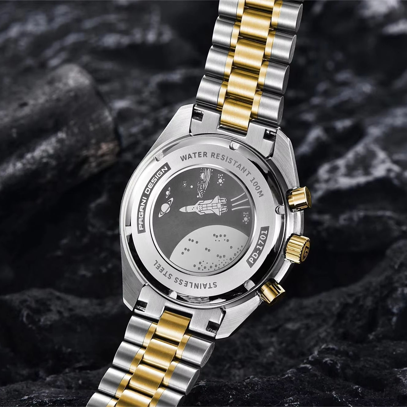PAGANI DESIGN 2025 Silver Gold Moon Luxury Quartz Watches Men